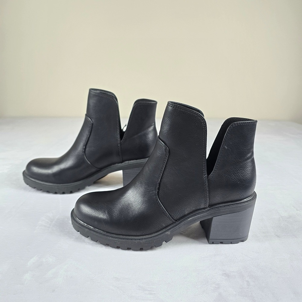 NEW Frye and Co Amerie Black Leather Cutout Block Heel Ankle‎ Boots 8M